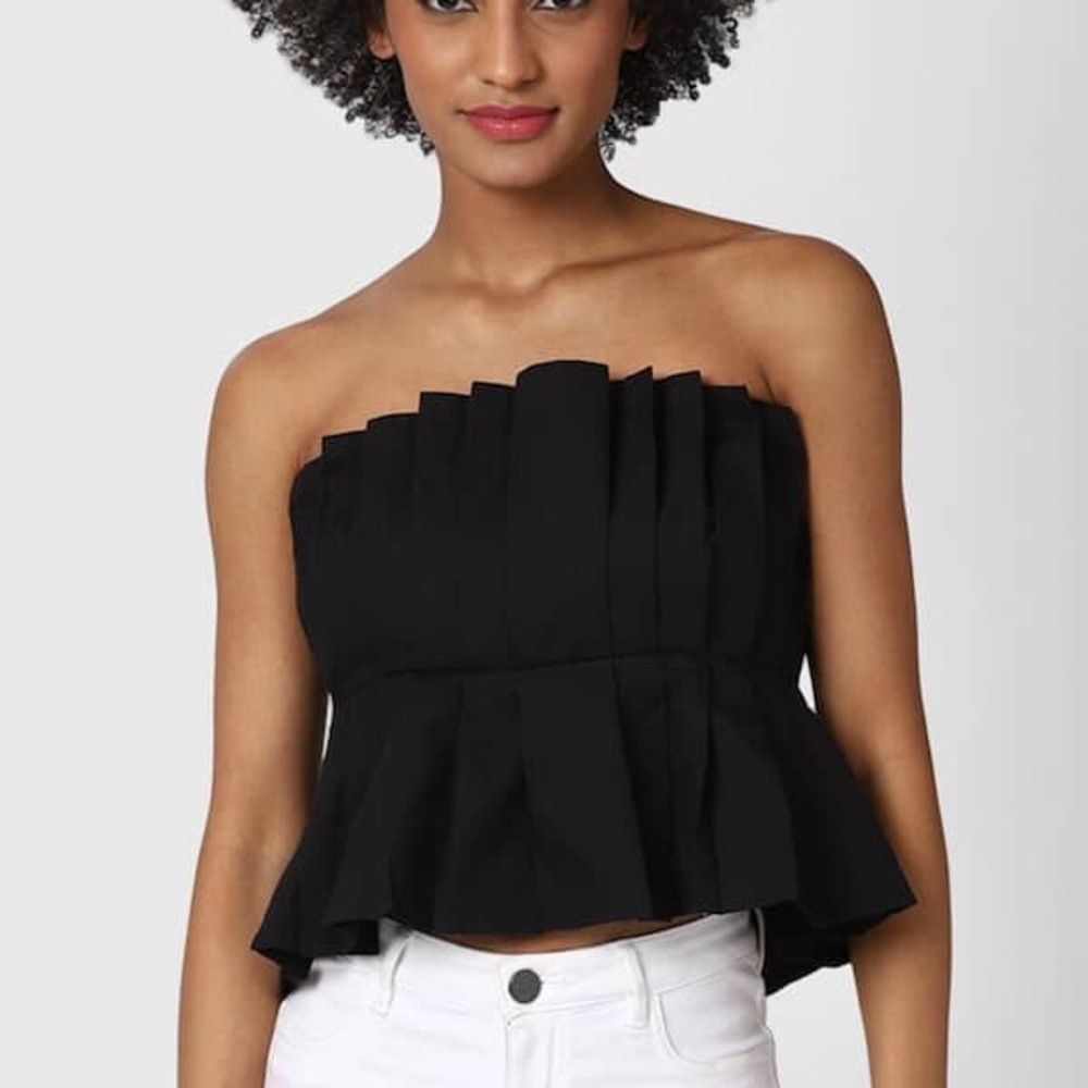 Do+be Pleated Black Tube Top